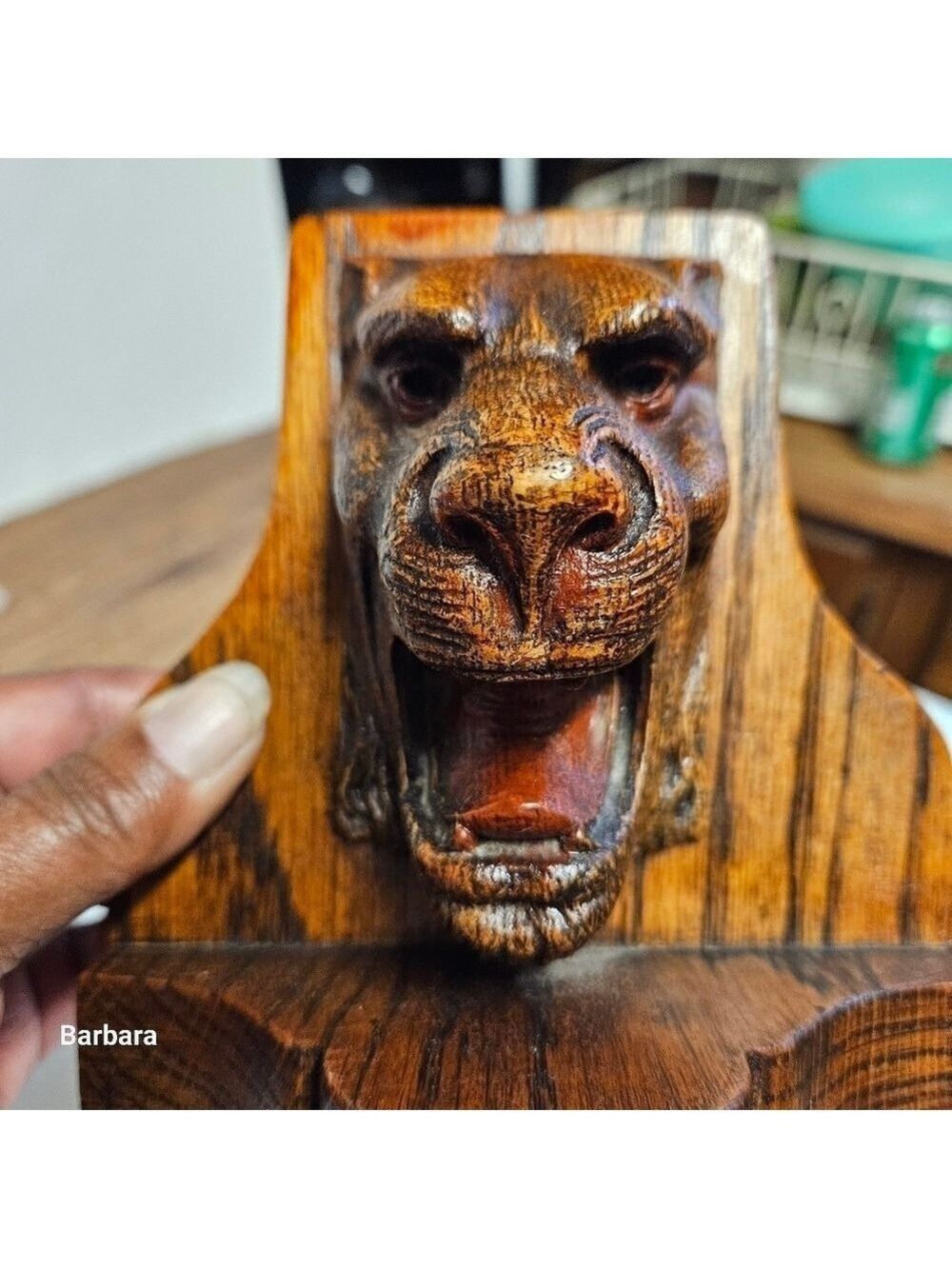 Vintage 2-Sided Gargoyle Head Wooden Book Stand